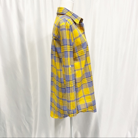 Plaid Yellow & Blue Button Down Shirt - Picture 8 of 10